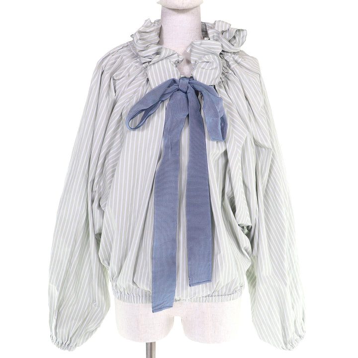 Excellent PATOU blouse OrganicCotton Drawstring Puff Sleeve Top 34 TO0170125904S