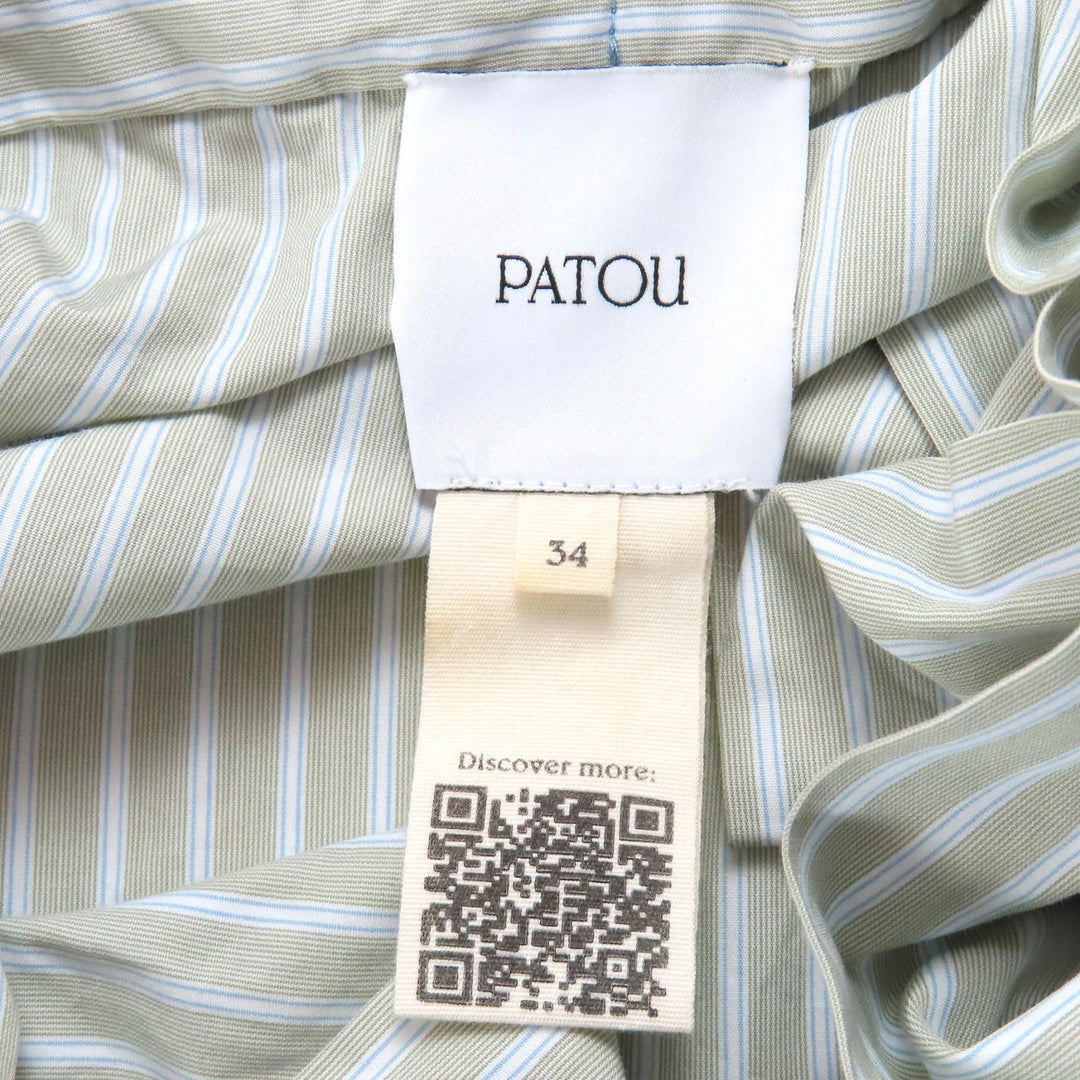 Excellent PATOU blouse OrganicCotton Drawstring Puff Sleeve Top 34 TO0170125904S