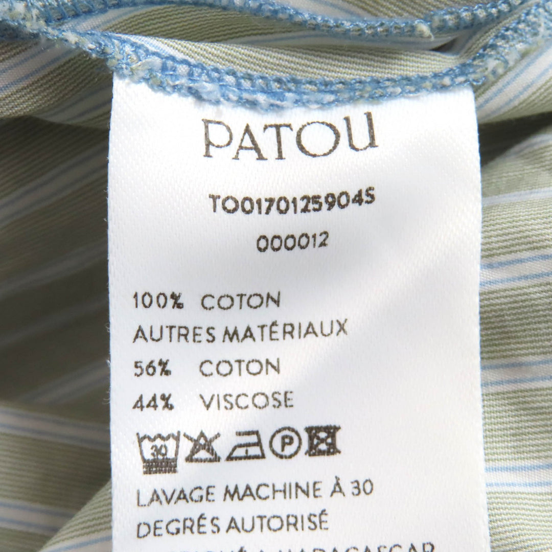 Excellent PATOU blouse OrganicCotton Drawstring Puff Sleeve Top 34 TO0170125904S