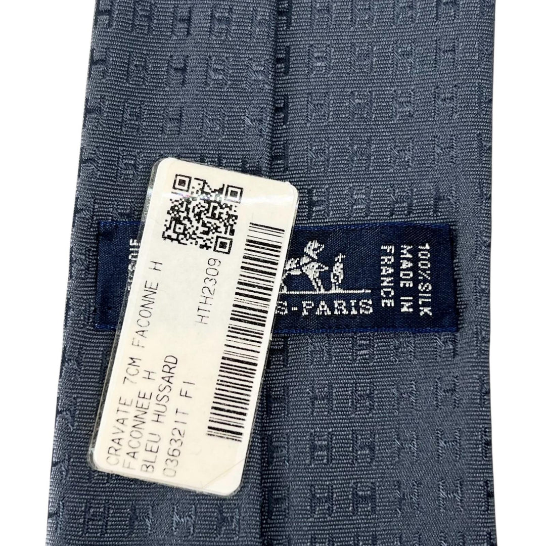 Pristine HERMES tie Clavat H-woven tie Fasone H silk mens