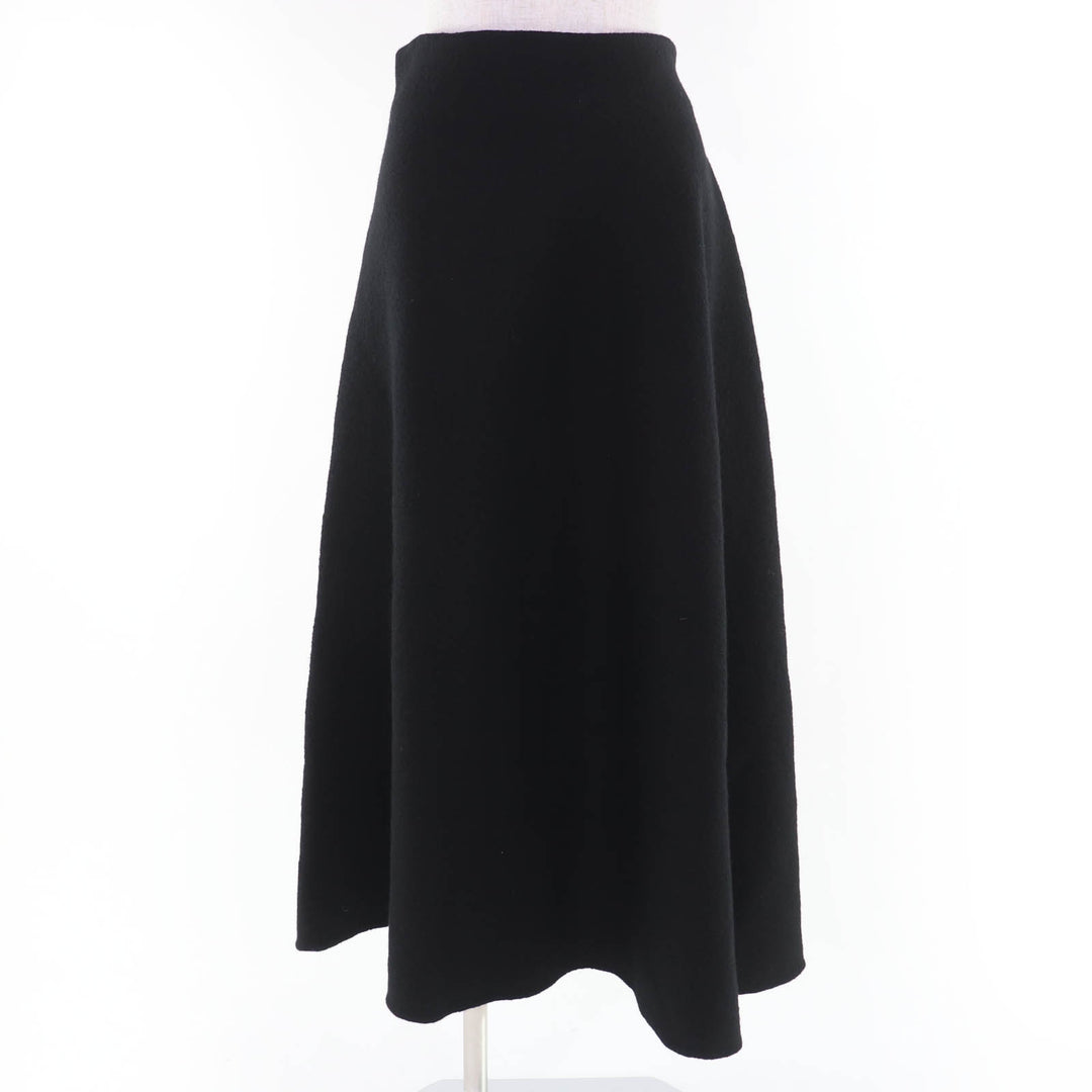 Excellent JIL SANDER flare skirt Asymmetric knit black wool Women 34 J02MA0024
