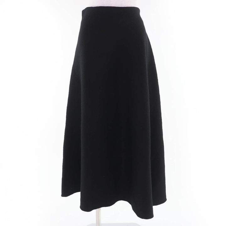Excellent JIL SANDER flare skirt Asymmetric knit black wool Women 34 J02MA0024
