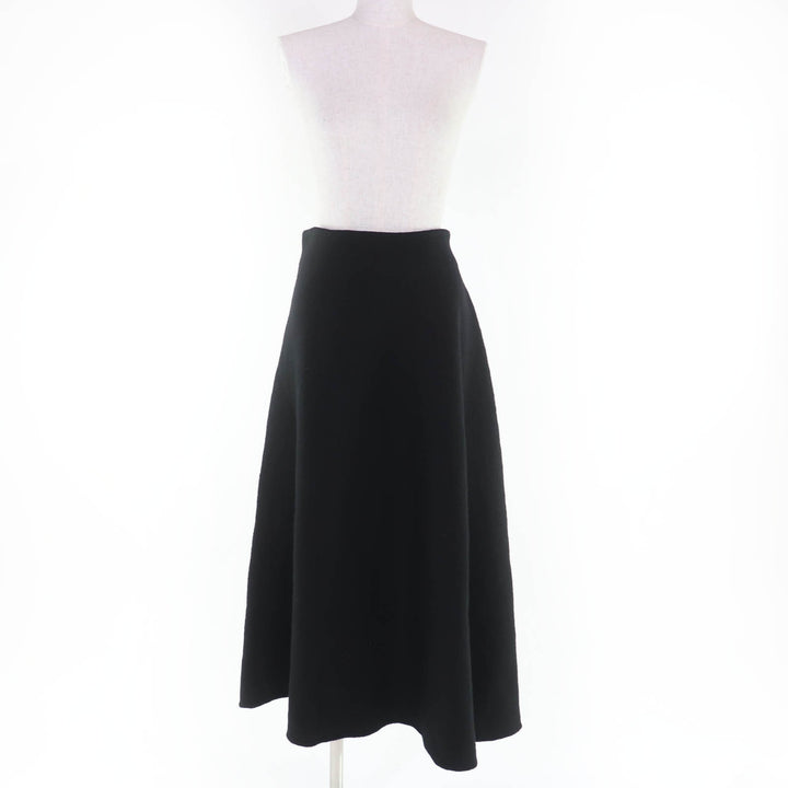 Excellent JIL SANDER flare skirt Asymmetric knit black wool Women 34 J02MA0024