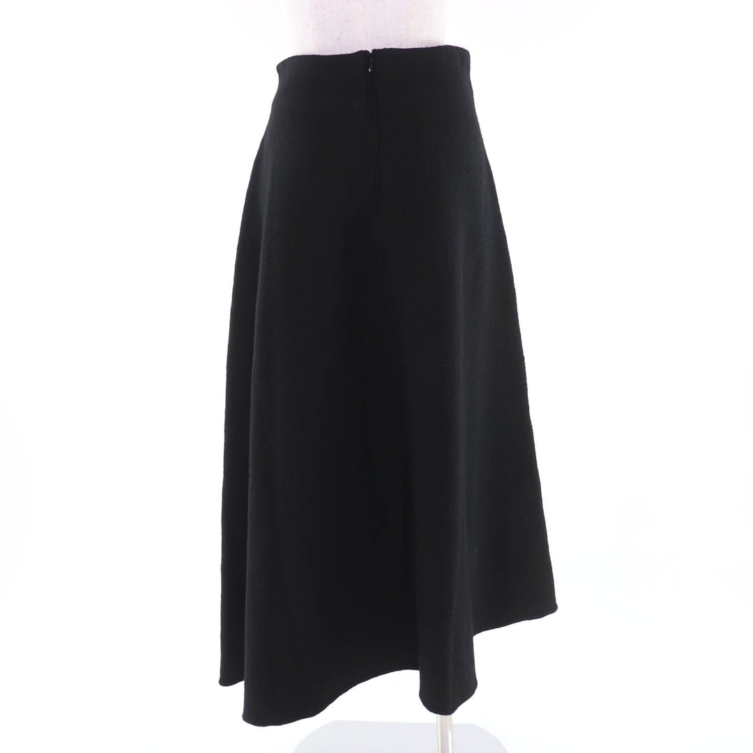 Excellent JIL SANDER flare skirt Asymmetric knit black wool Women 34 J02MA0024