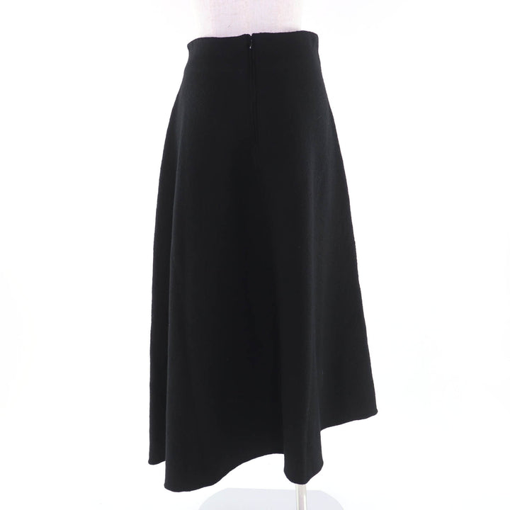 Excellent JIL SANDER flare skirt Asymmetric knit black wool Women 34 J02MA0024