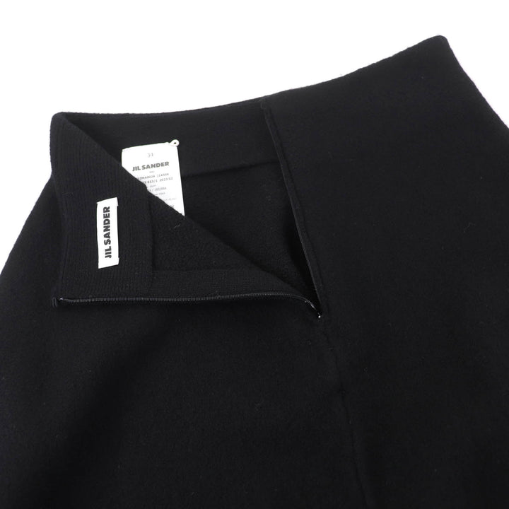 Excellent JIL SANDER flare skirt Asymmetric knit black wool Women 34 J02MA0024