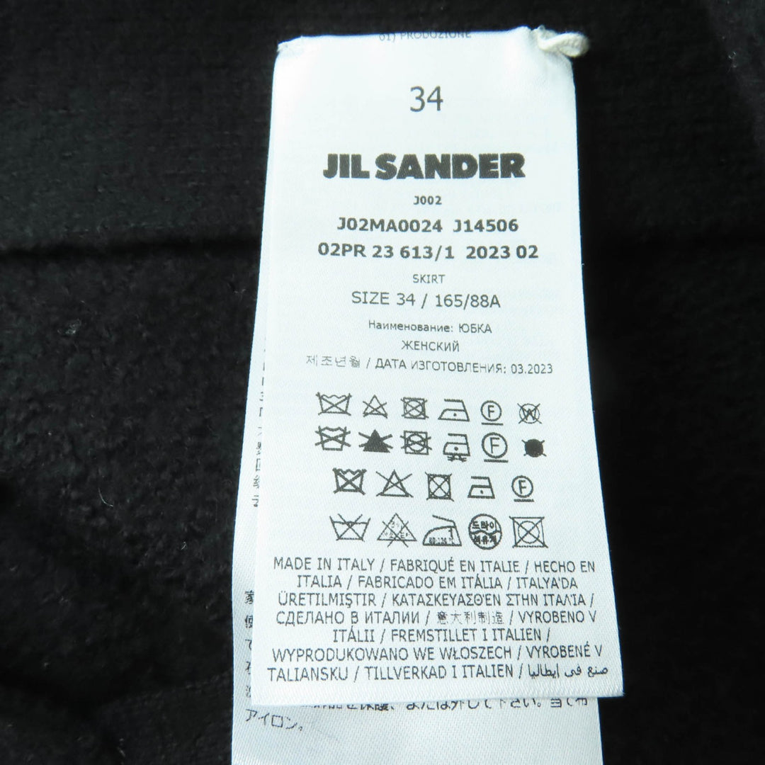 Excellent JIL SANDER flare skirt Asymmetric knit black wool Women 34 J02MA0024