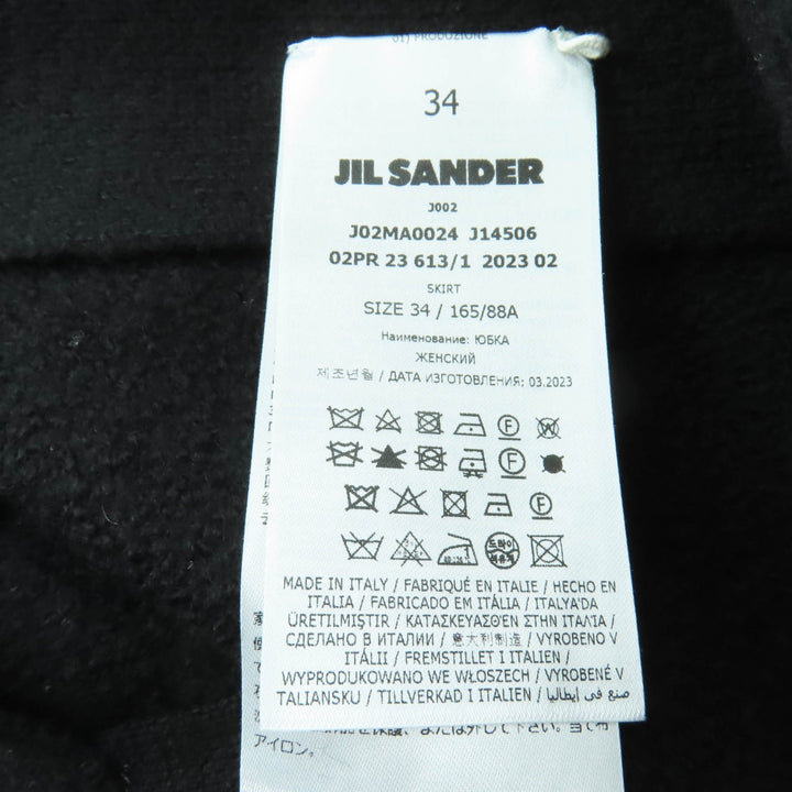 Excellent JIL SANDER flare skirt Asymmetric knit black wool Women 34 J02MA0024