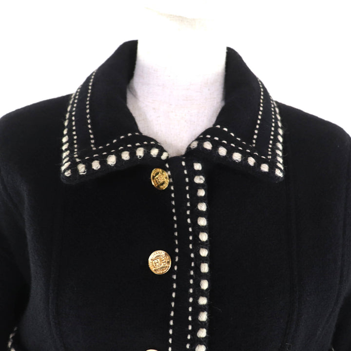 Excellent CHANEL two-piece set black wool Women 40 20737
