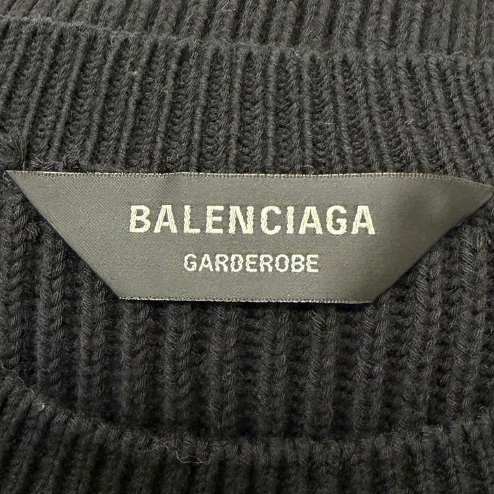Great BALENCIAGA sweater Ribbed black cotton mens XS 812125