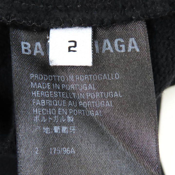 Great BALENCIAGA hoodie Distressed college logo print black cotton mens 2 674986