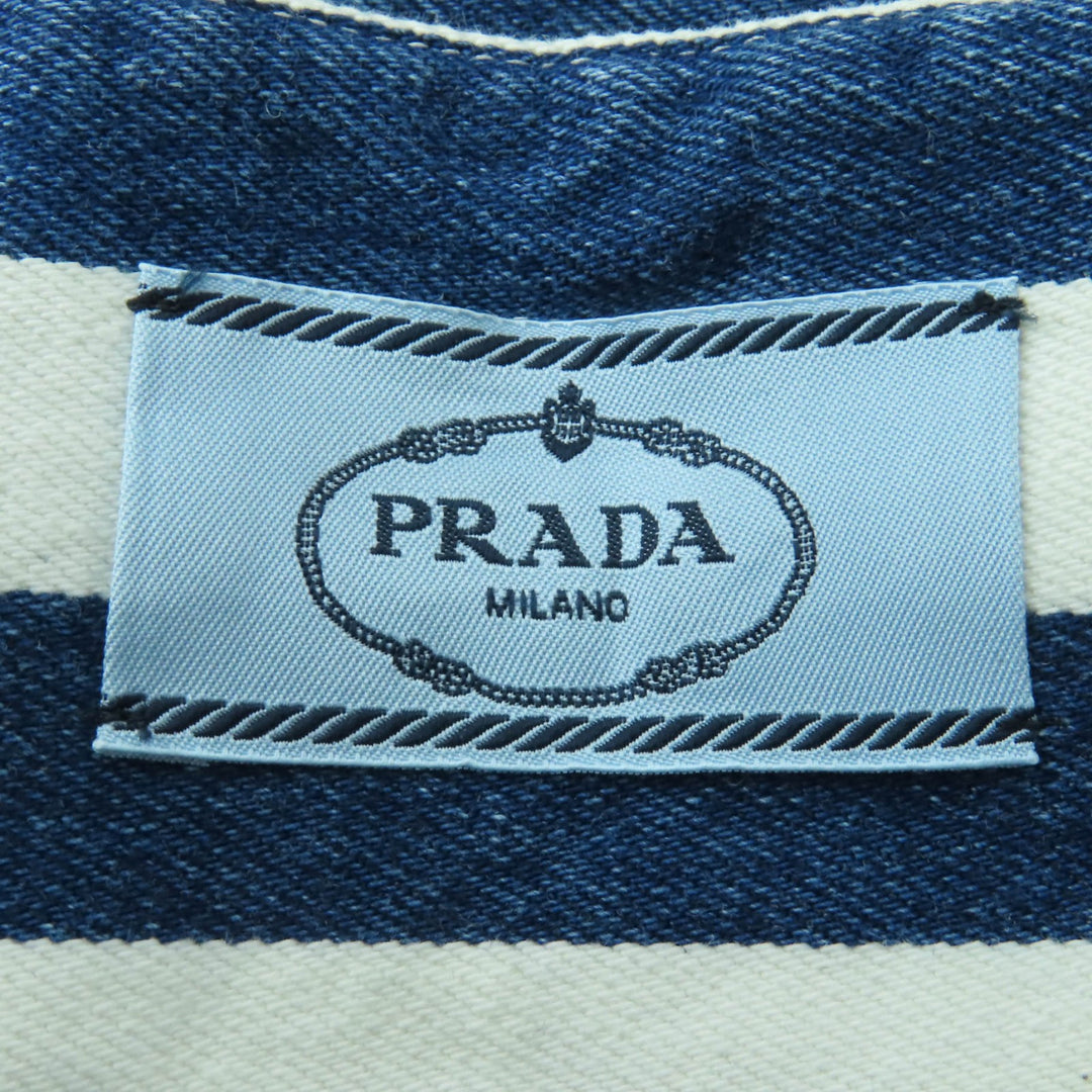 Excellent PRADA one piece Triangle logo organic cotton denim sleeveless top 40