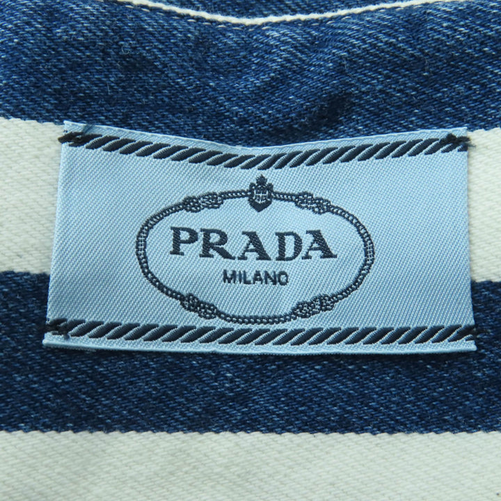 Excellent PRADA one piece Triangle logo organic cotton denim sleeveless top 40