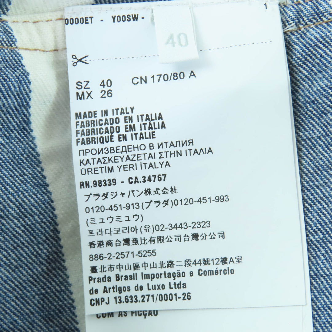 Excellent PRADA one piece Triangle logo organic cotton denim sleeveless top 40