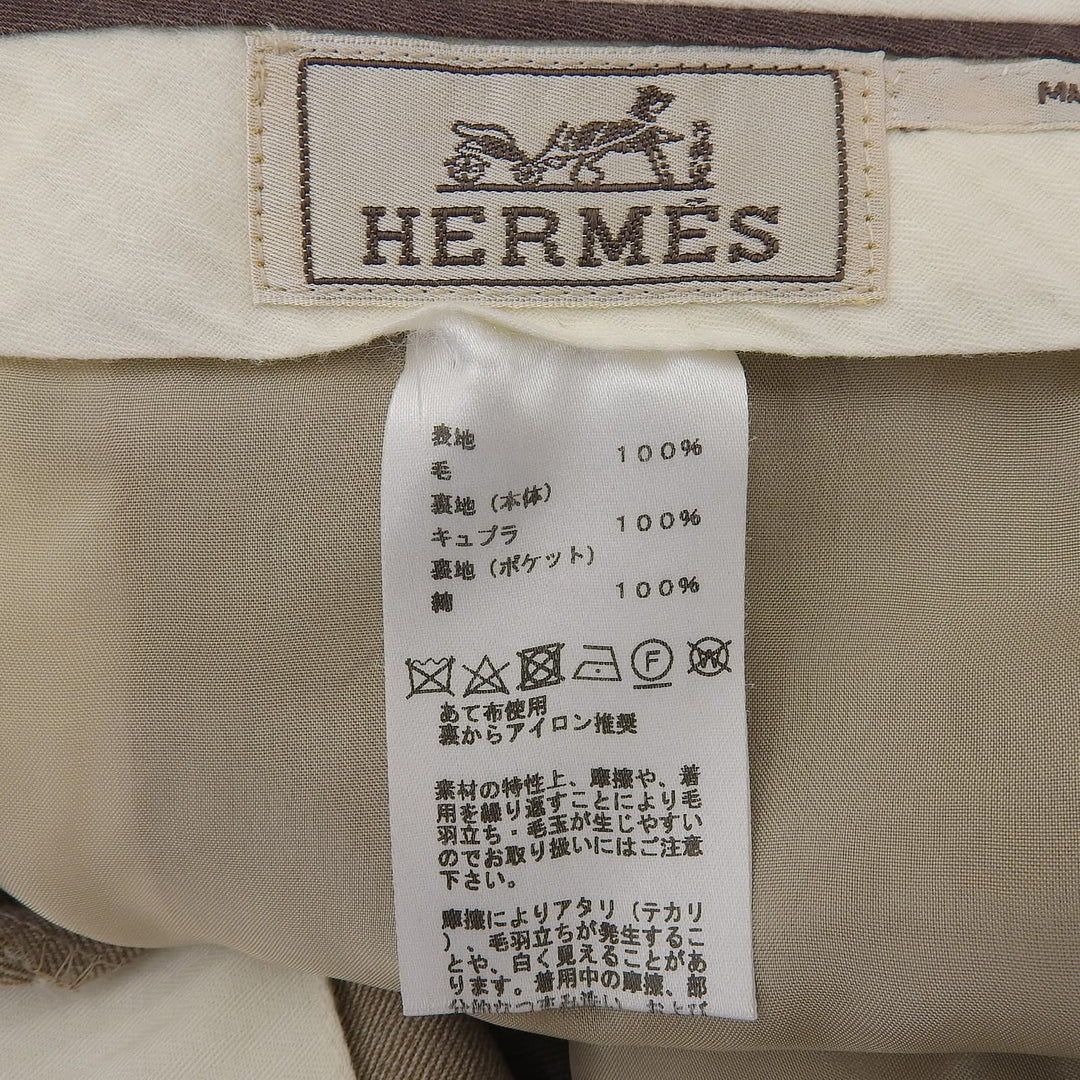 Excellent HERMES slacks beige wool mens 54 PN382