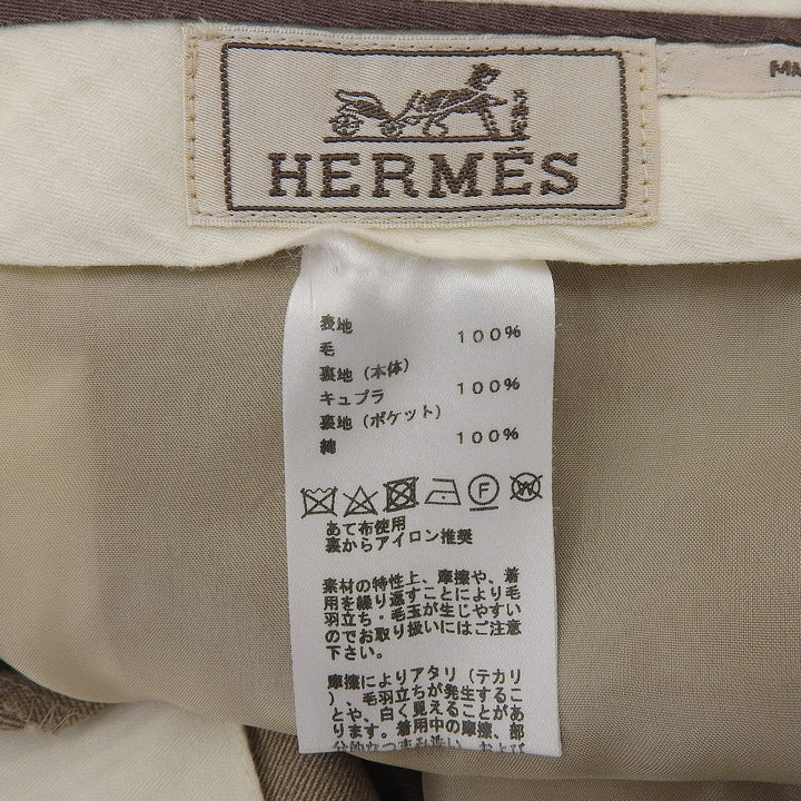 Excellent HERMES slacks beige wool mens 54 PN382