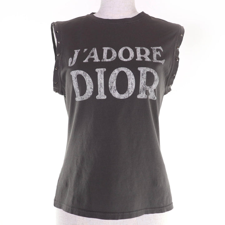 Excellent Christian Dior Tank top J'Adore Dior Distressed cotton jersey gray