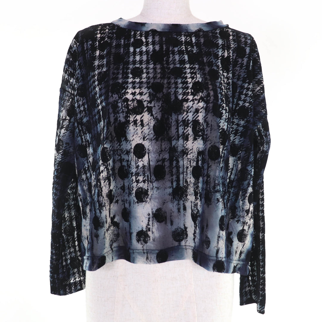 Excellent Y's tops Houndstooth Dot Pattern Flock Print Long Sleeve 2 YM-T19-676
