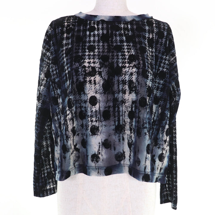 Excellent Y's tops Houndstooth Dot Pattern Flock Print Long Sleeve 2 YM-T19-676