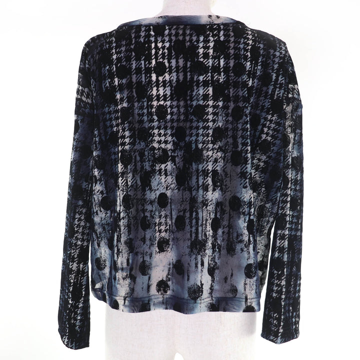 Excellent Y's tops Houndstooth Dot Pattern Flock Print Long Sleeve 2 YM-T19-676