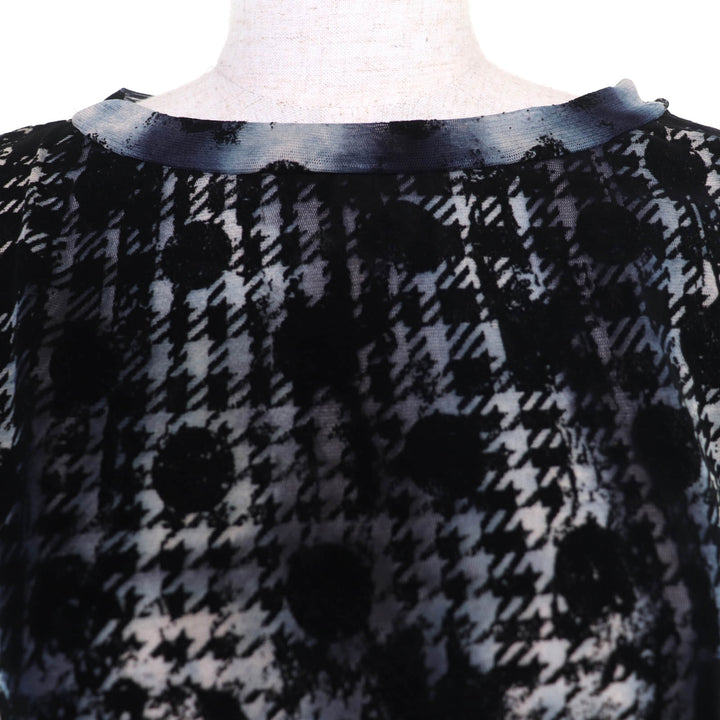 Excellent Y's tops Houndstooth Dot Pattern Flock Print Long Sleeve 2 YM-T19-676