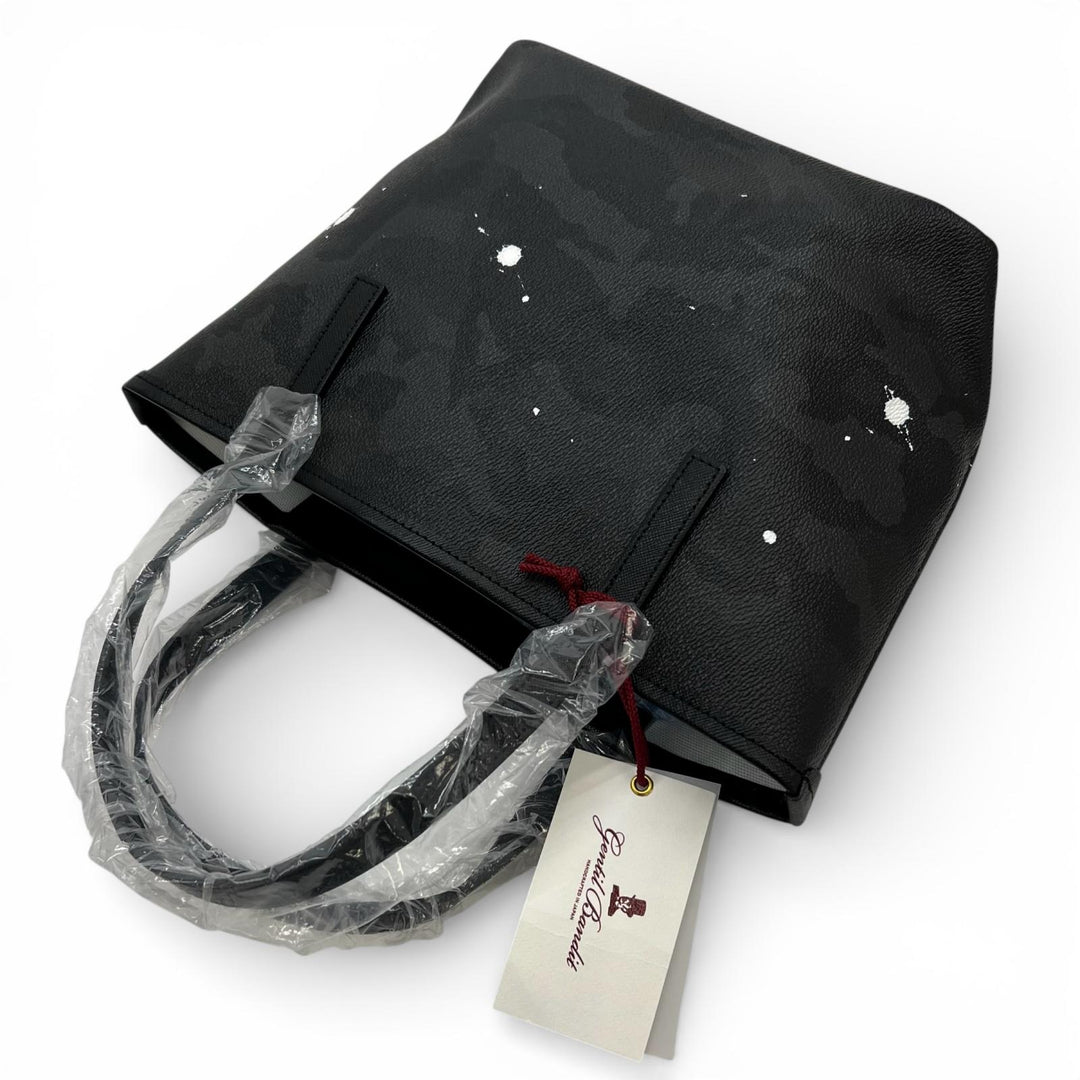 Pristine GENTIL BANDIT Handbag Splash Paint Black Camo black leather Women