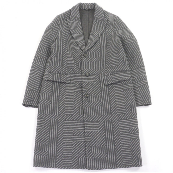 Excellent FENDI Chester coat Overall handle gray wool mens 46 FF0770
