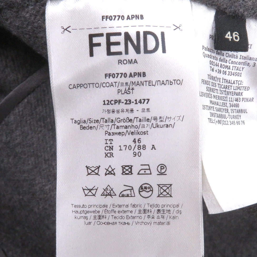 Excellent FENDI Chester coat Overall handle gray wool mens 46 FF0770