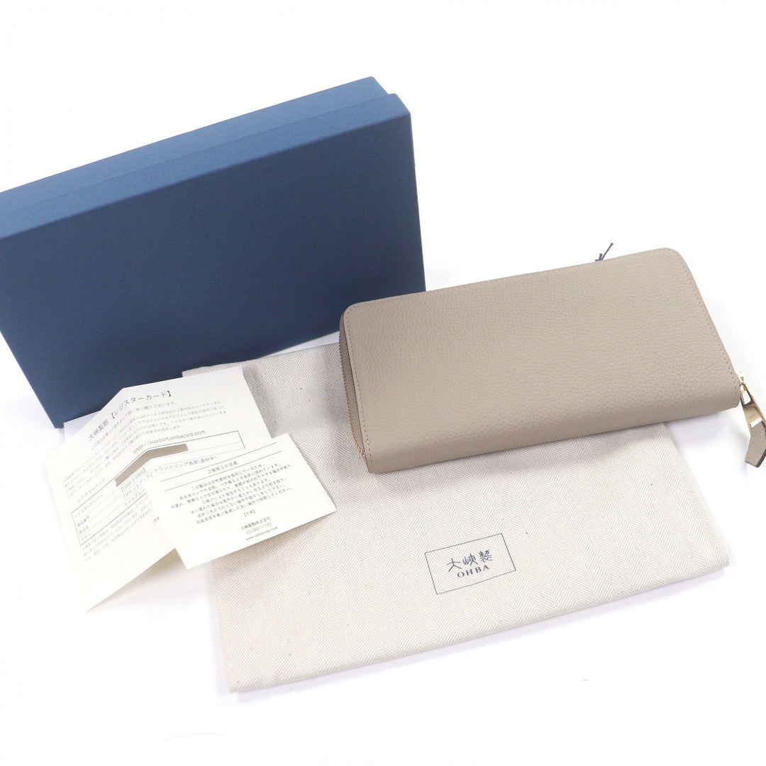Pristine 大峡製鞄 Purse Pocket Book Round Zip Long Wallet Light gray
