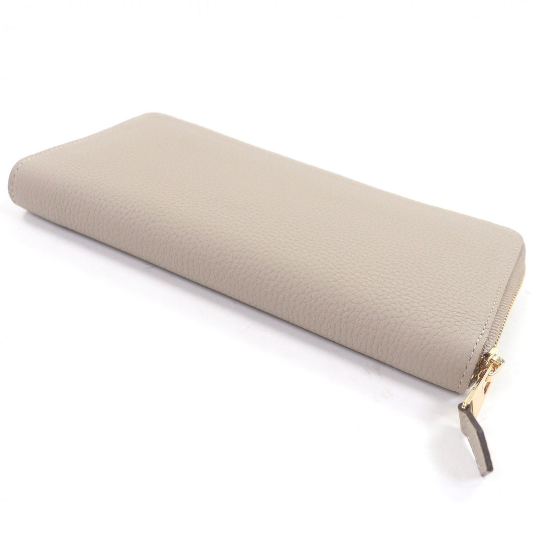 Pristine 大峡製鞄 Purse Pocket Book Round Zip Long Wallet Light gray
