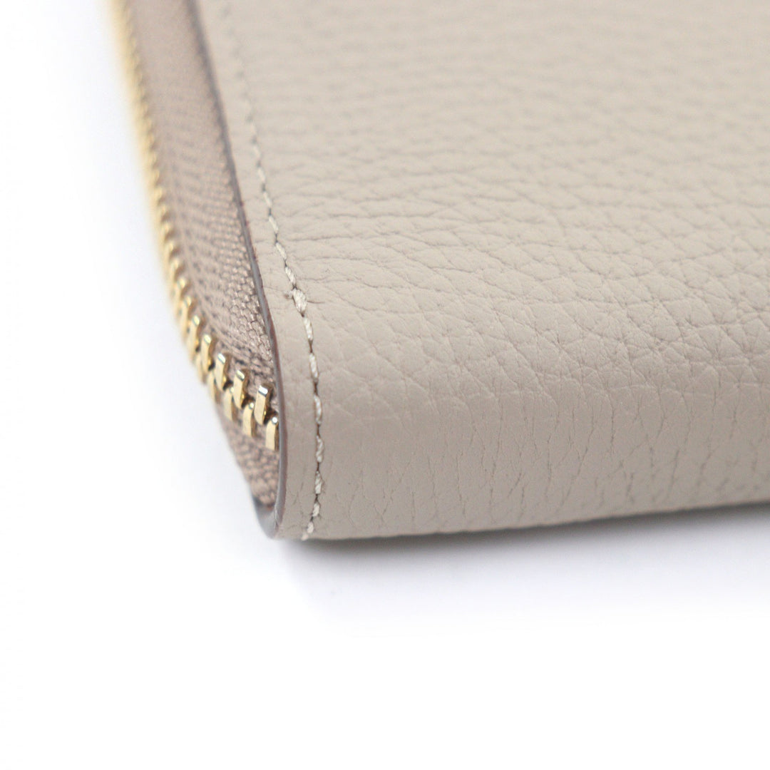 Pristine 大峡製鞄 Purse Pocket Book Round Zip Long Wallet Light gray