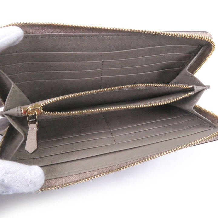 Pristine 大峡製鞄 Purse Pocket Book Round Zip Long Wallet Light gray