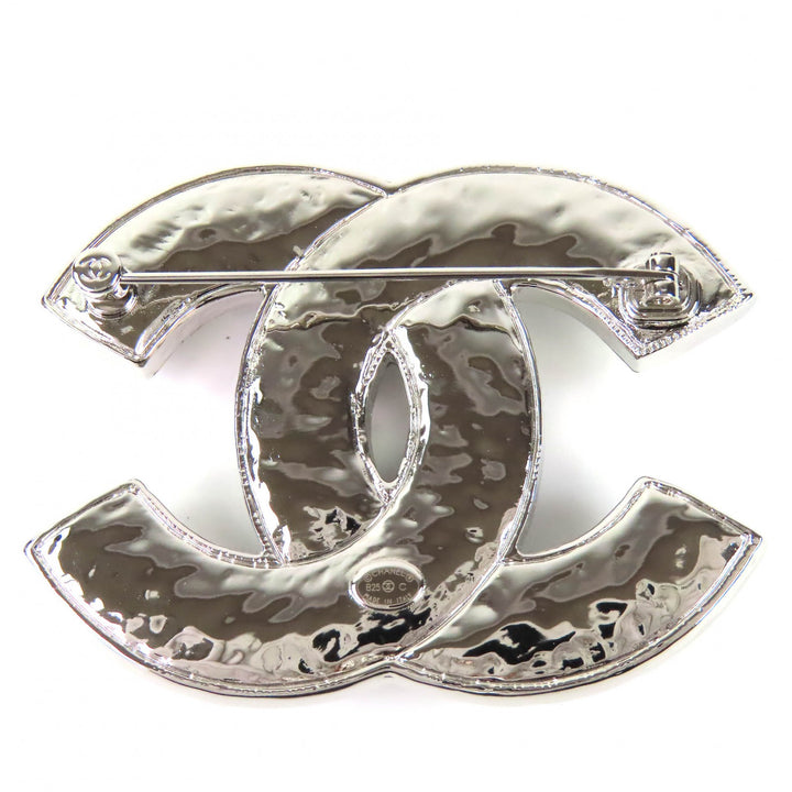 Excellent CHANEL Brooch COCO Mark Silver Women B25C