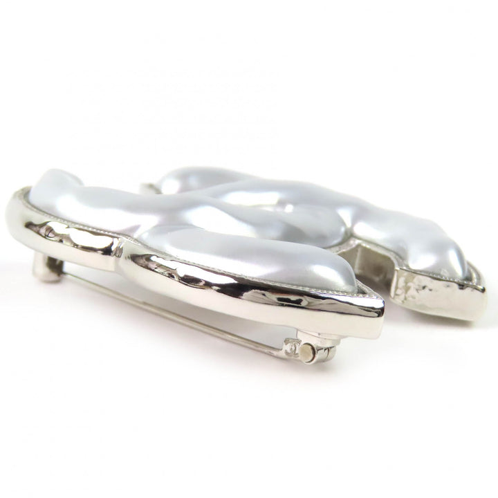 Excellent CHANEL Brooch COCO Mark Silver Women B25C