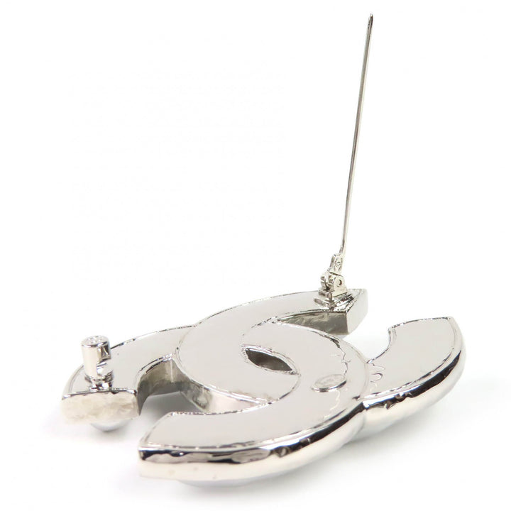 Excellent CHANEL Brooch COCO Mark Silver Women B25C
