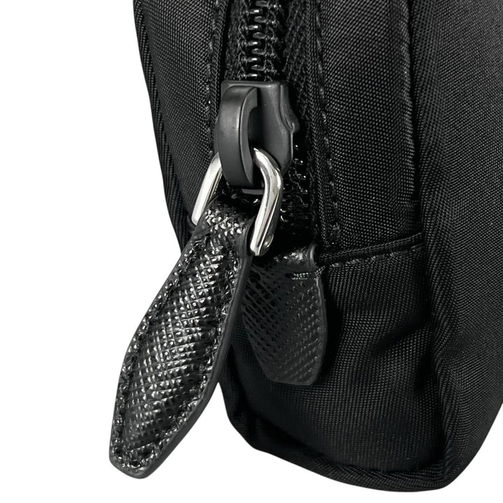 Excellent PRADA Pouch Re-Nylon Triangle Logo Cosmetic Pouch black Nylon Women