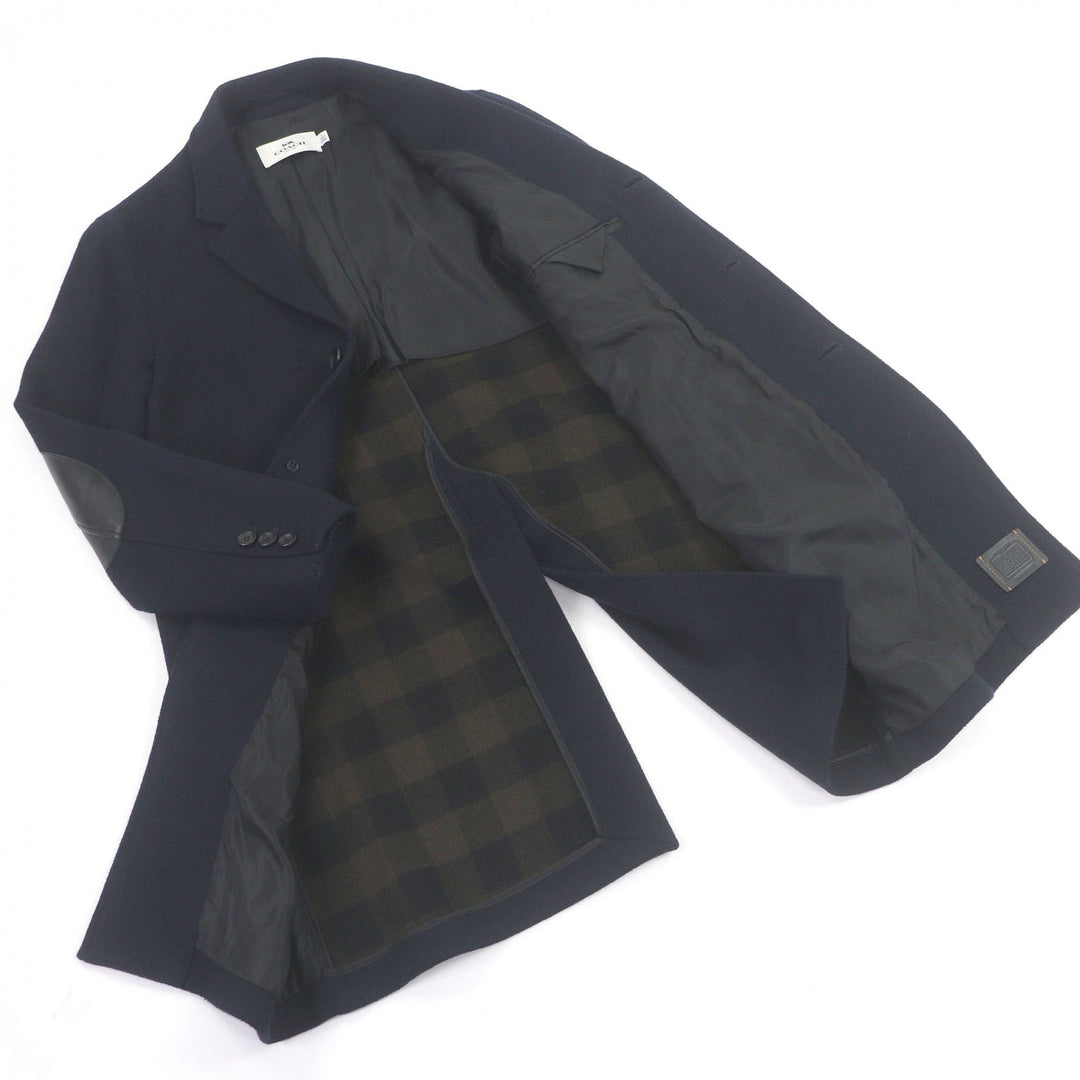 Great COACH Chester coat Leather elbow patches Navy hair mens M 33826