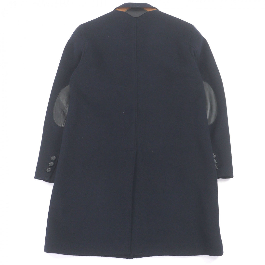 Great COACH Chester coat Leather elbow patches Navy hair mens M 33826