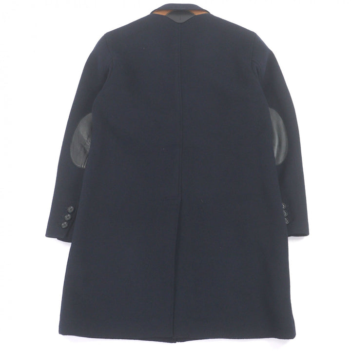 Great COACH Chester coat Leather elbow patches Navy hair mens M 33826