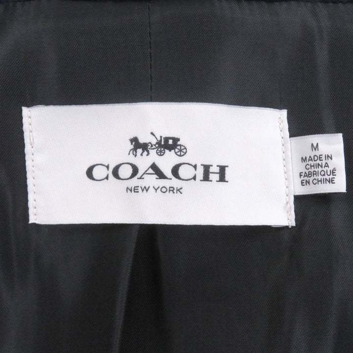 Great COACH Chester coat Leather elbow patches Navy hair mens M 33826