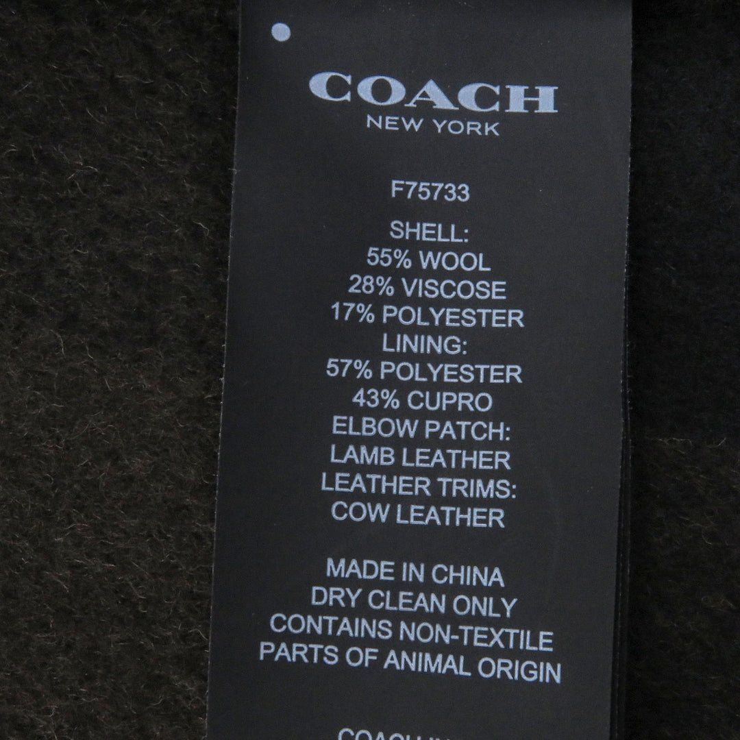 Great COACH Chester coat Leather elbow patches Navy hair mens M 33826