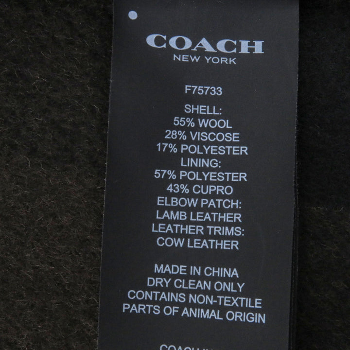 Great COACH Chester coat Leather elbow patches Navy hair mens M 33826