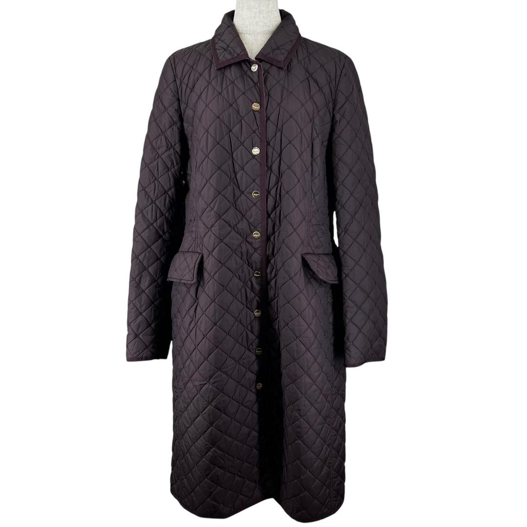 Great Salvatore Ferragamo coat Leopard print quilted lining purple Nylon 46