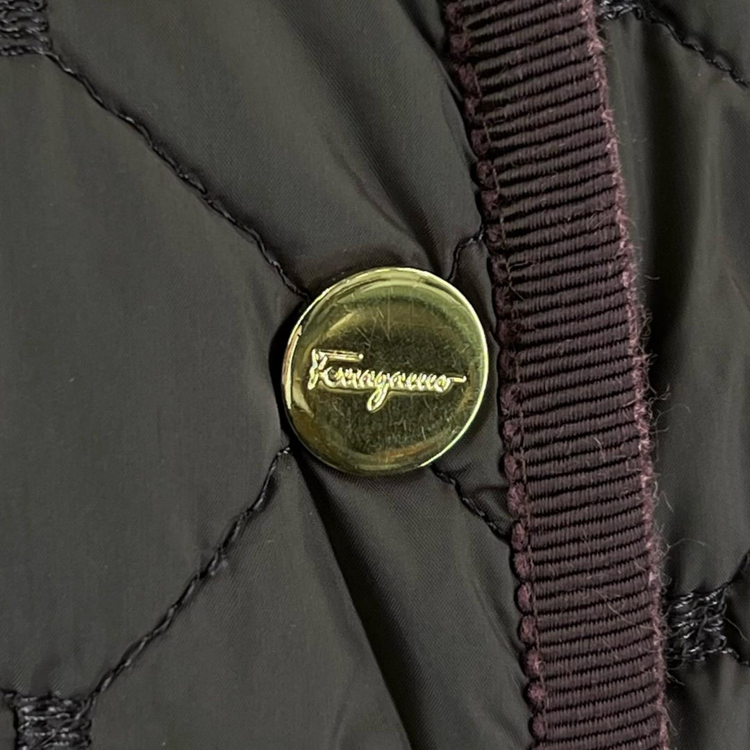Great Salvatore Ferragamo coat Leopard print quilted lining purple Nylon 46