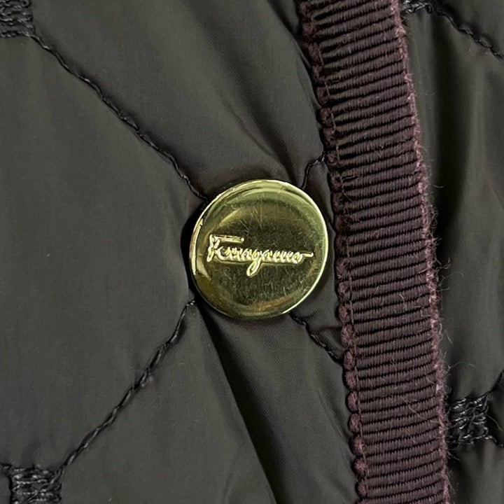 Great Salvatore Ferragamo coat Leopard print quilted lining purple Nylon 46