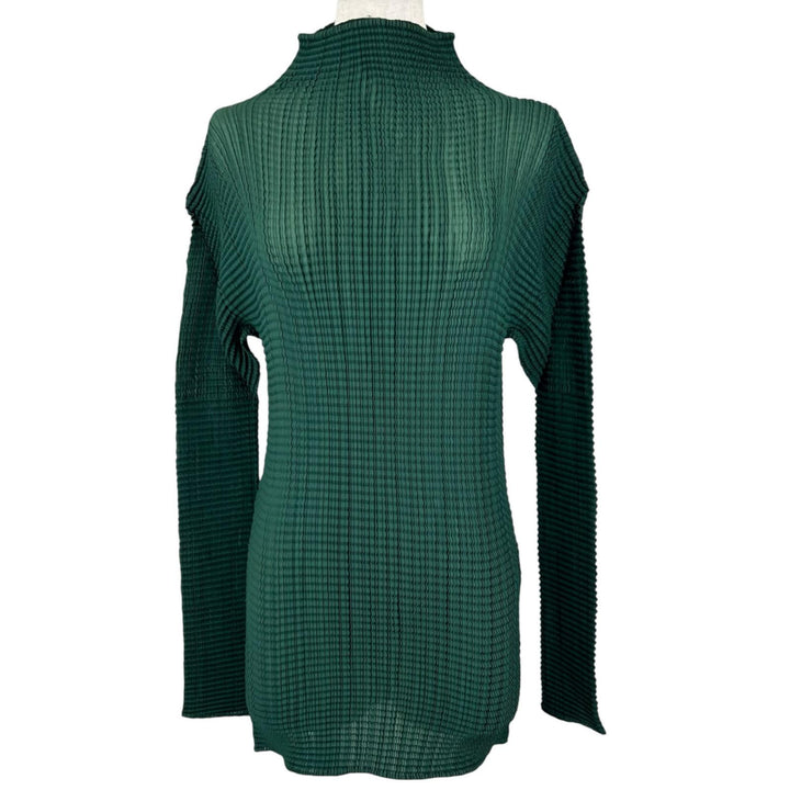Excellent ISSEY MIYAKE T-shirt Waffle-knit high-neck long-sleeved M IM71-FJ507