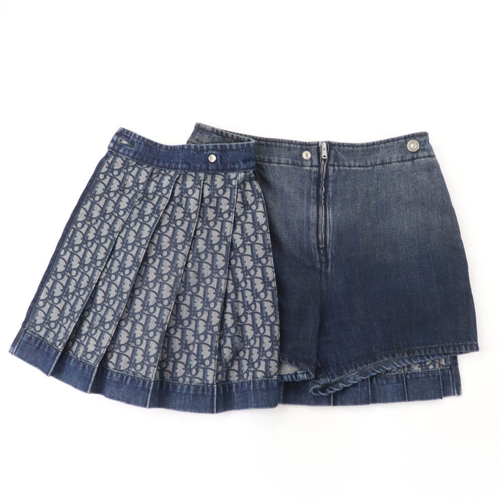 Excellent Christian Dior Shorts Oblique Washed Denim Culottes 38 452J51A3382