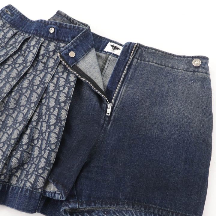 Excellent Christian Dior Shorts Oblique Washed Denim Culottes 38 452J51A3382