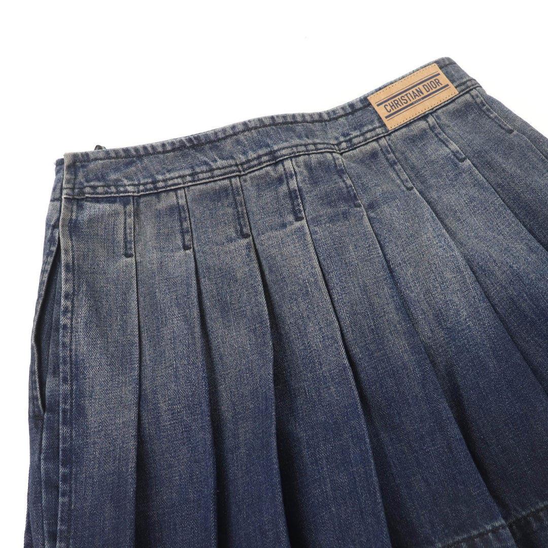 Excellent Christian Dior Shorts Oblique Washed Denim Culottes 38 452J51A3382