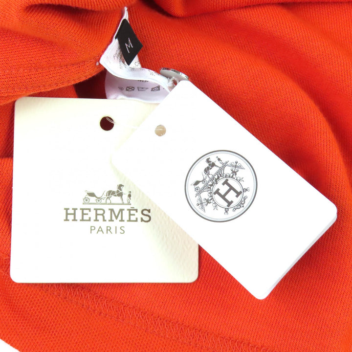 Pristine HERMES Short sleeve polo shirt Double Jeu Serie button Orange M 800271E